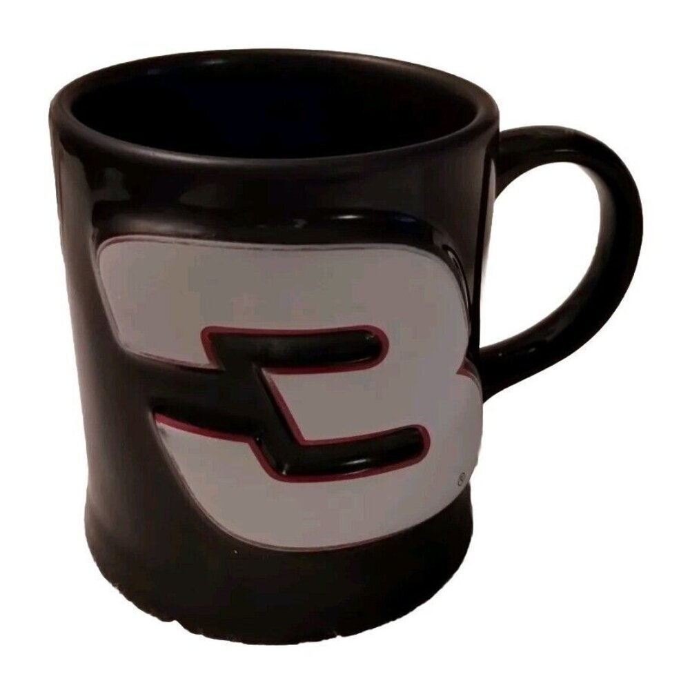 Dale Earnhardt Jr Black Coffee Mug with Raised #3 And Raised Name